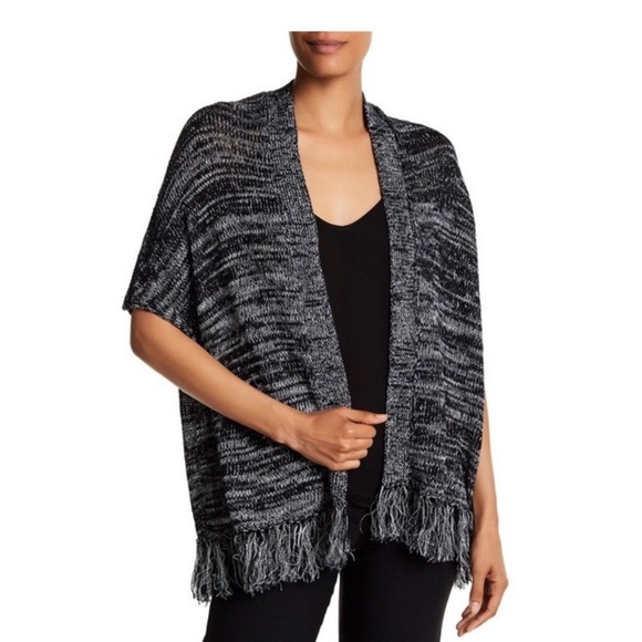Joie Sweaters - Joie Sona Fringe Cardigan Vest Style Sweater Stingray multi color gray size XS